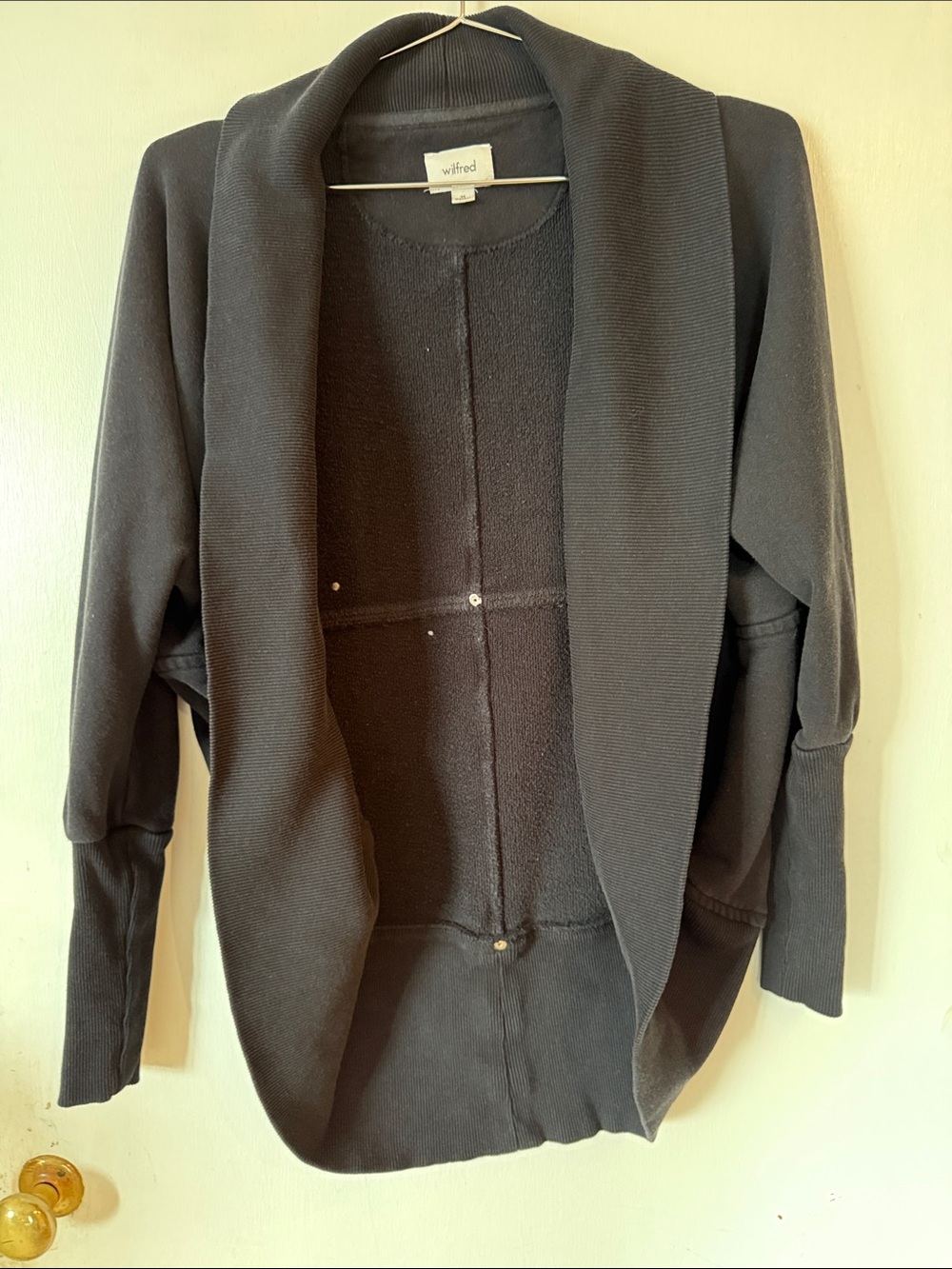 Aritzia Wilfred Diderot Open-Front Black Shawl Collar Cardigan Sweater XS